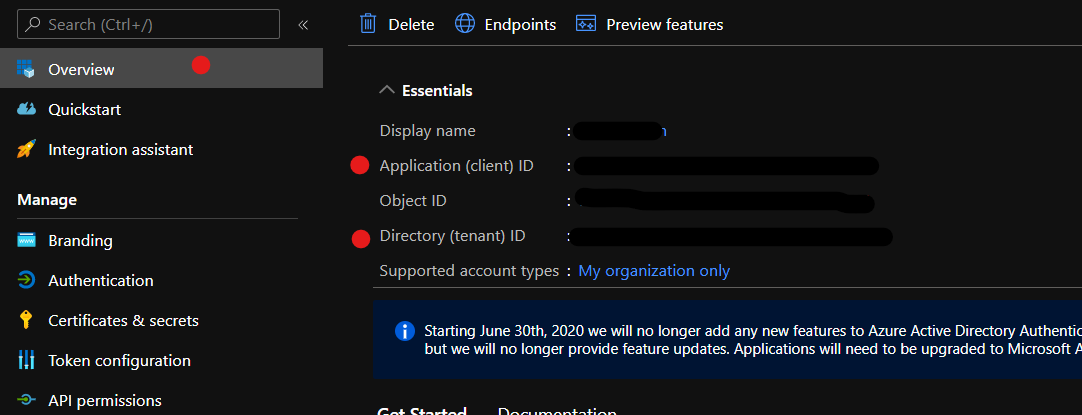 Client and Tenant ID on Azure AD